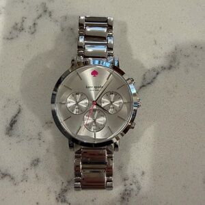 Kate Spade Silver Watch with Pink Accent